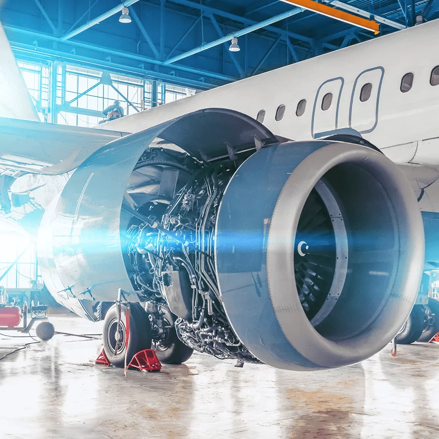 Jet engine receiving maintenance