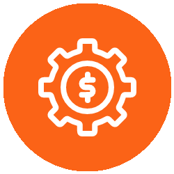 icon of a gear with a dollar sign in the middle