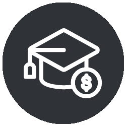 icon of a mortarboard and a coin